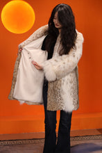 Load image into Gallery viewer, Mid-length women&#39;s natural lynx fur coat with shawl collar
