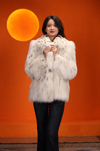 Natural lynx fur coat & jacket with shawl collar