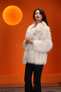 Natural lynx fur coat & jacket with shawl collar