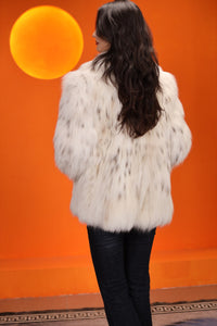 Natural lynx fur coat & jacket with shawl collar