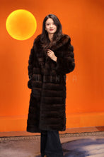 Load image into Gallery viewer, Full length natural Saga sable fur hooded coat
