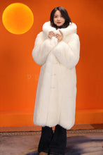 Load image into Gallery viewer, Full length natural Saga arctic fox fur hooded coat
