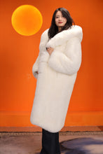 Load image into Gallery viewer, Full length natural Saga arctic fox fur hooded coat
