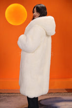 Load image into Gallery viewer, Full length natural Saga arctic fox fur hooded coat
