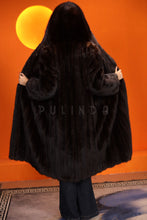 Load image into Gallery viewer, Full length natural muskrat fur hooded coat
