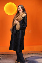 Load image into Gallery viewer, Full length natural karakul fur coat with sable english collar
