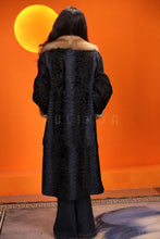 Load image into Gallery viewer, Full length natural karakul fur coat with sable english collar
