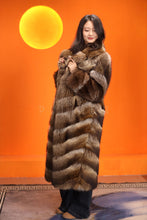 Load image into Gallery viewer, Full length natural racoon fur coat with english collar
