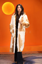 Load image into Gallery viewer, Full length natural cat fur hooded coat
