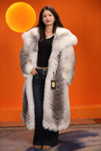 Load image into Gallery viewer, Full length Saga cross fox fur coat with shawl collar
