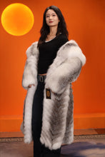 Load image into Gallery viewer, Full length Saga cross fox fur coat with shawl collar
