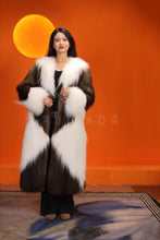 Load image into Gallery viewer, Full length natural Saga fox fur coat with shawl collar
