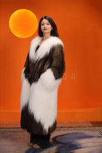 Load image into Gallery viewer, Full length natural Saga fox fur coat with shawl collar
