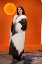 Load image into Gallery viewer, Full length natural Saga fox fur coat with shawl collar
