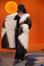 Load image into Gallery viewer, Full length natural Saga fox fur coat with shawl collar
