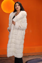 Load image into Gallery viewer, Full length natural arctic hare fur hooded coat
