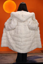 Load image into Gallery viewer, Full length natural arctic hare fur hooded coat
