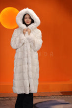 Load image into Gallery viewer, Full length natural arctic hare fur hooded coat
