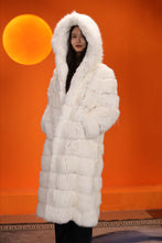 Load image into Gallery viewer, Full length natural arctic hare fur hooded coat
