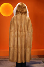 Load image into Gallery viewer, Penny lane in womens full length golden marten coat with fox fur trims
