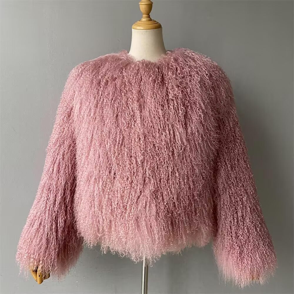 Pink Mongolian Fur Jacket