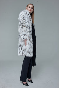 Saga fox fur coat  in imitation of lynx fur