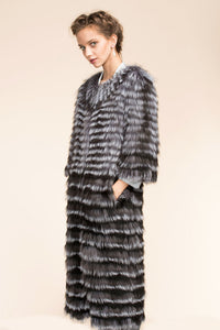 Real Silver Fox Fur Coat