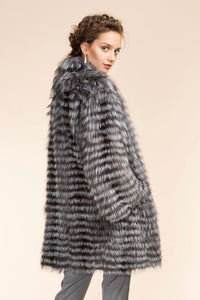 Real Silver Fox Fur Coat