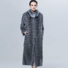 Load image into Gallery viewer, Real silver fox fur long duster coat
