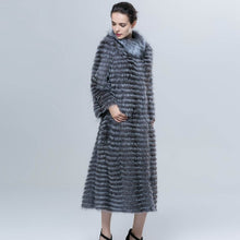 Load image into Gallery viewer, Real silver fox fur long duster coat
