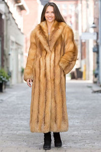 Womens Real Saga Red Fox Fur Coat