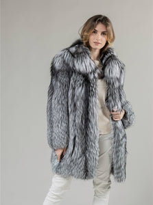 Real Silver Fox Fur Coat