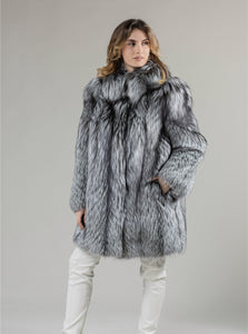 Real Silver Fox Fur Coat