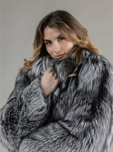 Real Silver Fox Fur Coat