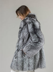 Real Silver Fox Fur Coat