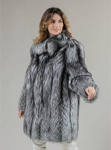 Real Silver Fox Fur Coat