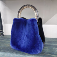 Load image into Gallery viewer, Women&#39;s Mink Handbag with Bracelet and Mink PomPom

