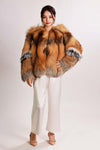 Wemens Golden Red Fox Fur Coat Jacket