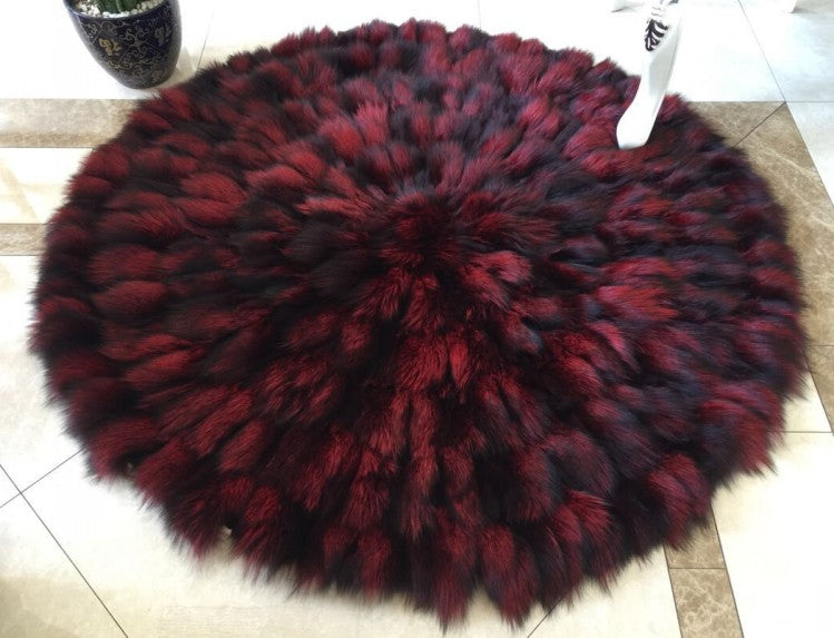 Round Circular Fox Fur Rugs Carpets