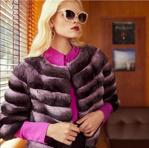 Real Pink Chinchilla Fur Jacket