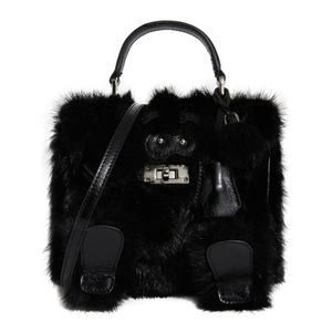 Black Real Mink Fur Handbag